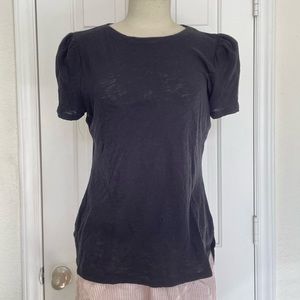 INC International Concepts Black T-Shirt w/ Puffy Sleeves Sz M